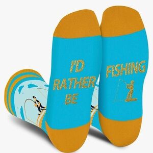 2 Pair I’d Rather Be Fishing Socks